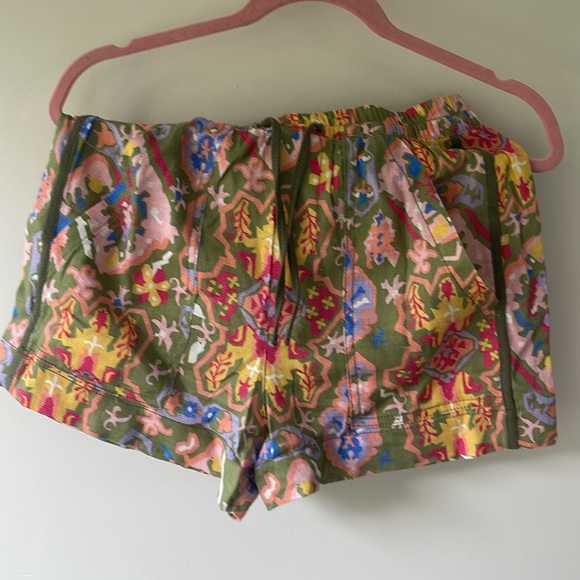 NWT ZARA Green Multicolor Aztec Printed Drawstring Linen Blend Beach Shorts S - Picture 5 of 5